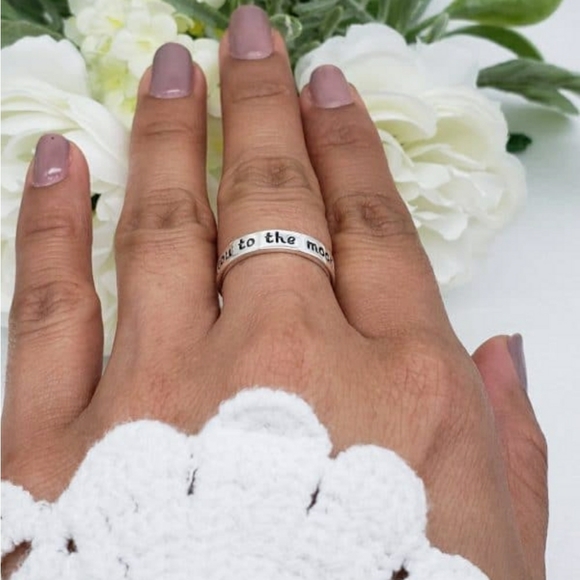 ♥️ LOVE YOU TOO THE MOON STERLING SILVER RING - Picture 3 of 5
